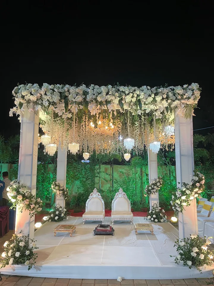 Floral wedding stage at Aadar Convention